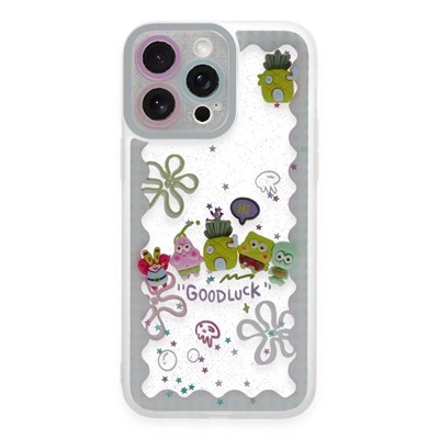 Mey İthalat®  iPhone 14 Pro Kılıf Sweet Desenli Silikon Kapak - Açık Mavi