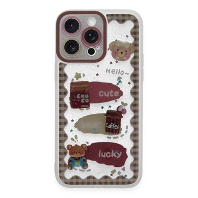 Mey İthalat®  iPhone 14 Pro Kılıf Sweet Desenli Silikon Kapak - Şeffaf
