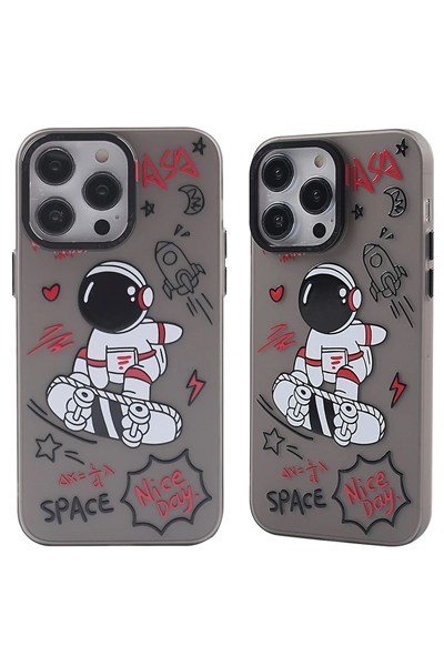 Mey İthalat®  iPhone 14 Pro Max Kılıf  Desenli Kapak -  Siyah - 1