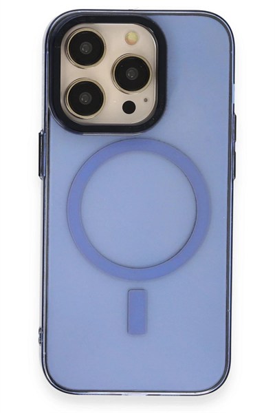 Mey İthalat®  iPhone 14 Pro Max Kılıf Anka PC Magneticsafe Sert Metal Kapak - Sierra Blue