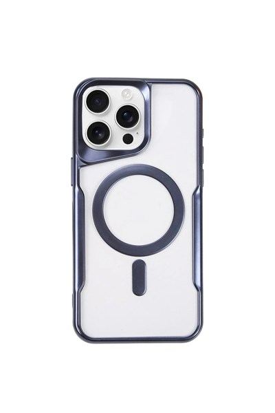 Mey İthalat®  iPhone 14 Pro Max Kılıf Boyi Magsafe Silikon Kapak - Lacivert