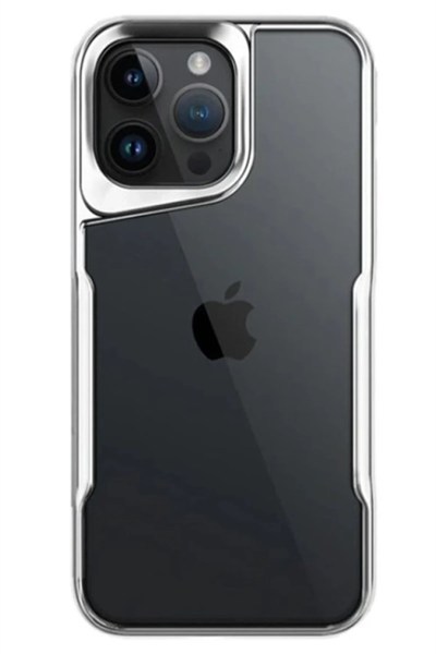 Mey İthalat®  iPhone 14 Pro Max Kılıf Boyi Silikon Kapak - Gümüş