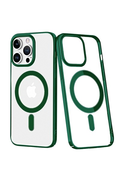 Mey İthalat®  iPhone 14 Pro Max Kılıf Element Magneticsafe Sert Kapak - Köknar Yeşili