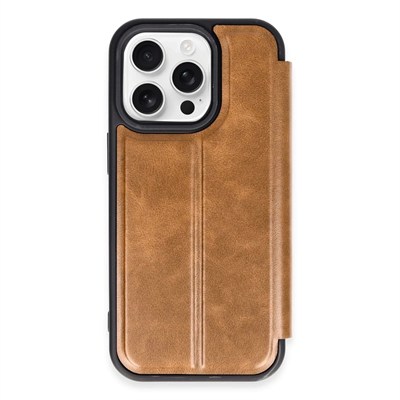 Mey İthalat®  iPhone 14 Pro Max Kılıf Flip Cover - Taba
