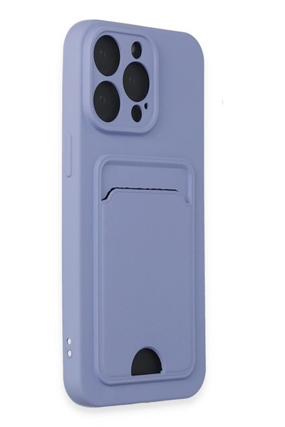 Mey İthalat®  iPhone 14 Pro Max Kılıf Kelvin Kartvizitli Silikon - Lila