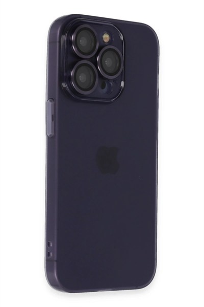 Mey İthalat®  iPhone 14 Pro Max Kılıf Luko Lens Silikon - Derin Mor