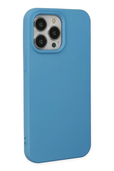 Mey İthalat®  iPhone 14 Pro Max Kılıf Nano içi Kadife Silikon - Mavi