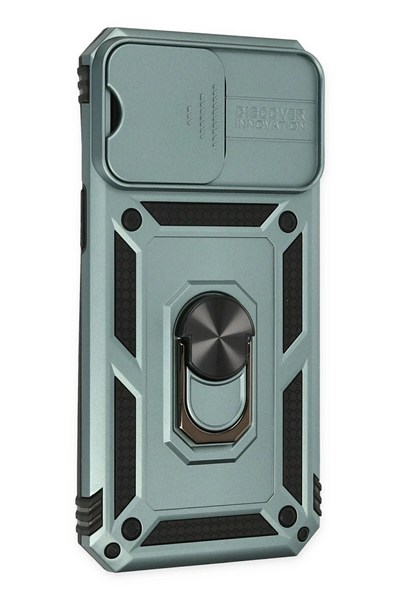 Mey İthalat®  iPhone 14 Pro Max Kılıf Pars Lens Yüzüklü Silikon - Yeşil