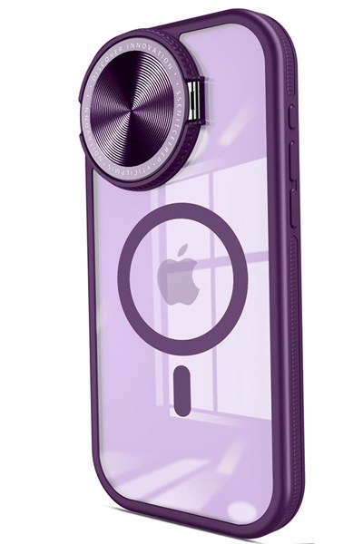 Mey İthalat®  iPhone 14 Pro Max Kılıf Teleskop Lens Magsafe Silikon Kapak - Derin Mor