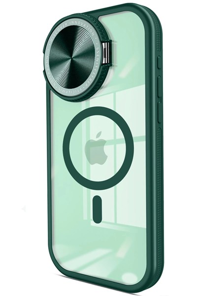 Mey İthalat®  iPhone 14 Pro Max Kılıf Teleskop Lens Magsafe Silikon Kapak - Koyu Yeşil