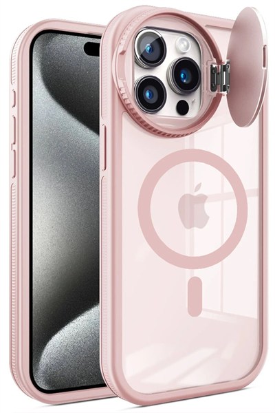Mey İthalat®  iPhone 14 Pro Max Kılıf Teleskop Lens Magsafe Silikon Kapak - Pembe