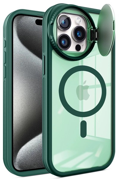 Mey İthalat®  iPhone 14 Pro Max Kılıf Teleskop Lens Magsafe Silikon Kapak - Koyu Yeşil