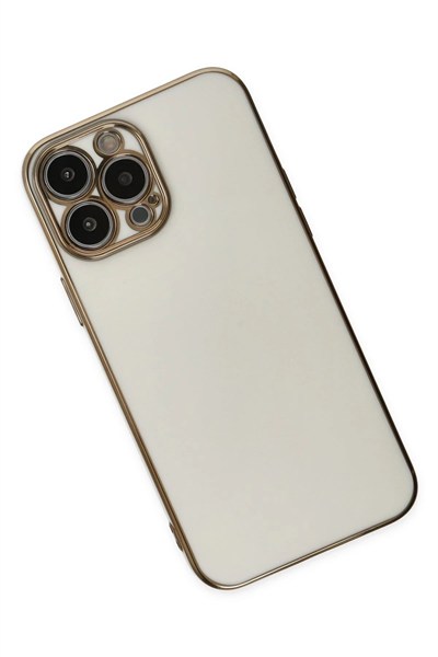 Mey İthalat®  iPhone 14 Pro Max Kılıf Volet Silikon - Beyaz