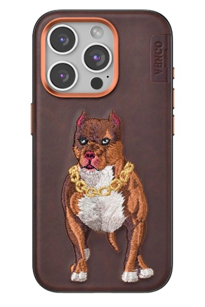 Mey İthalat®  iPhone 14 Pro Max Perma Desenli Kapak - Kahverengi