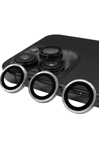 Mey İthalat®  iPhone 14 Pro Max Raze Metal Kamera Lens - Gümüş