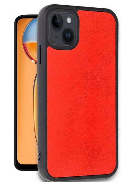 Mey İthalat®  iPhone 15 Kılıf Aras Deri Kapak - Kırmızı