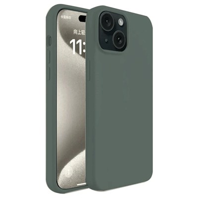 Mey İthalat®  iPhone 15 Kılıf First Silikon - Koyu Yeşil