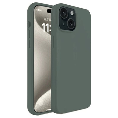 Mey İthalat®  iPhone 15 Kılıf First Silikon - Koyu Yeşil
