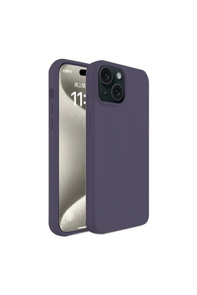 Mey İthalat®  iPhone 15 Kılıf First Silikon - Mürdüm