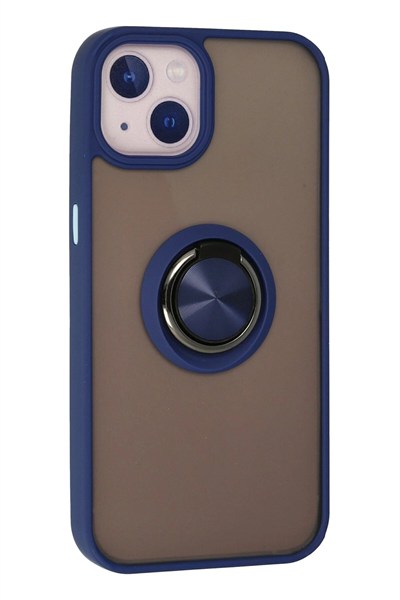Mey İthalat®  iPhone 15 Kılıf Montreal Yüzüklü Silikon Kapak - Lacivert