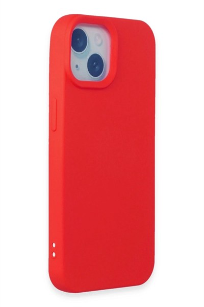 Mey İthalat®  iPhone 15 Kılıf Nano içi Kadife Silikon - Kırmızı