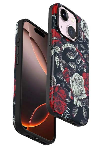 Mey İthalat®  iPhone 15 Plus Flower Series Magsafe Kapak - Siyah