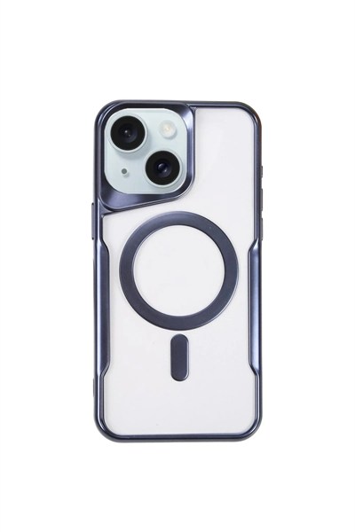 Mey İthalat®  iPhone 15 Plus Kılıf Boyi Magsafe Silikon Kapak - Lacivert