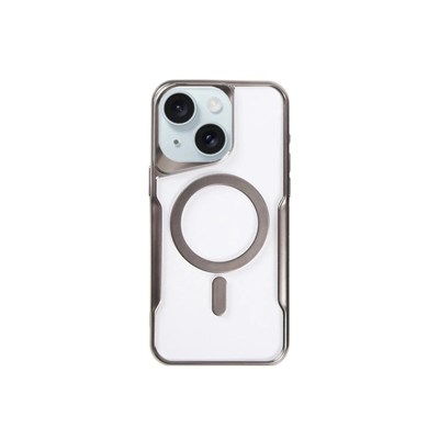 Mey İthalat®  iPhone 15 Plus Kılıf Boyi Magsafe Silikon Kapak - Titan Gri