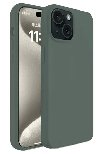 Mey İthalat®  iPhone 15 Plus Kılıf First Silikon - Koyu Yeşil