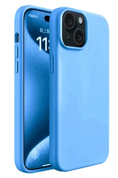 Mey İthalat®  iPhone 15 Plus Kılıf First Silikon - Mavi