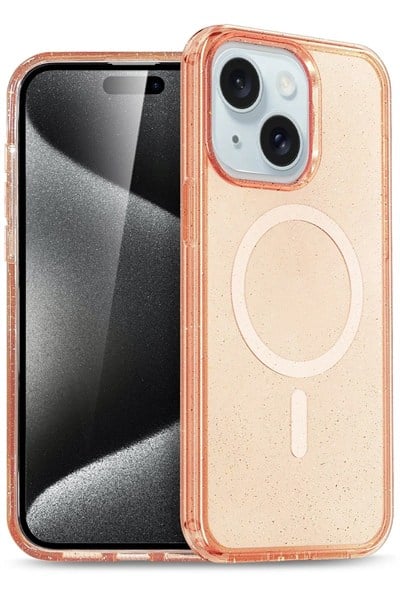 Mey İthalat®  iPhone 15 Plus Kılıf Star Magsafe Kapak - Turuncu