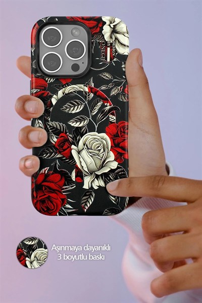 Mey İthalat®  iPhone 15 Pro Flower Series Magsafe Kapak - Mavi