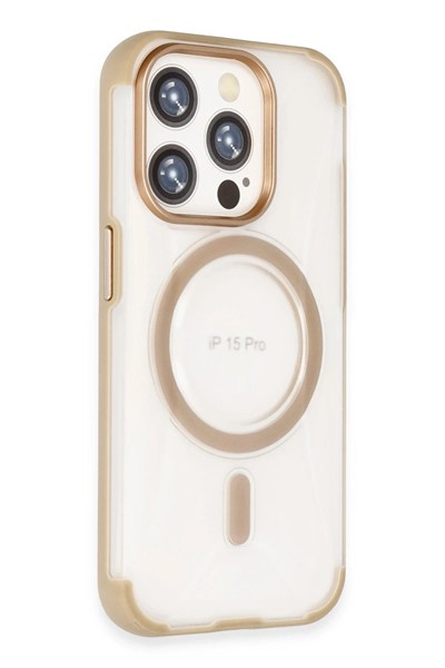 Mey İthalat®  iPhone 15 Pro Hilton Magsafe Kapak - Gold