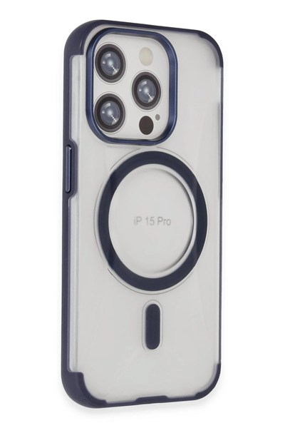 Mey İthalat®  iPhone 15 Pro Hilton Magsafe Kapak - Lacivert