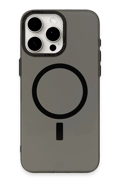 Mey İthalat®  iPhone 15 Pro Kılıf Anka PC Magneticsafe Sert Metal Kapak - Siyah