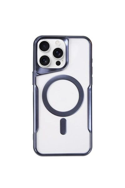 Mey İthalat®  iPhone 15 Pro Kılıf Boyi Magsafe Silikon Kapak - Lacivert