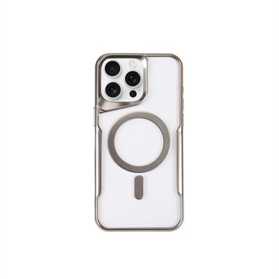 Mey İthalat®  iPhone 15 Pro Kılıf Boyi Magsafe Silikon Kapak - Gümüş