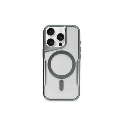 Mey İthalat®  iPhone 15 Pro Kılıf Boyi Magsafe Silikon Kapak - Yeşil