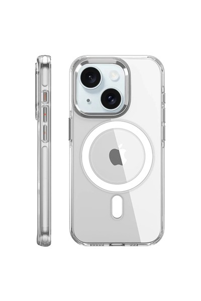Mey İthalat®  iPhone 15 Pro Kılıf Crystal Magsafe Kapak - Şeffaf
