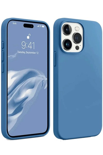 Mey İthalat®  iPhone 15 Pro Kılıf First Silikon - Mavi