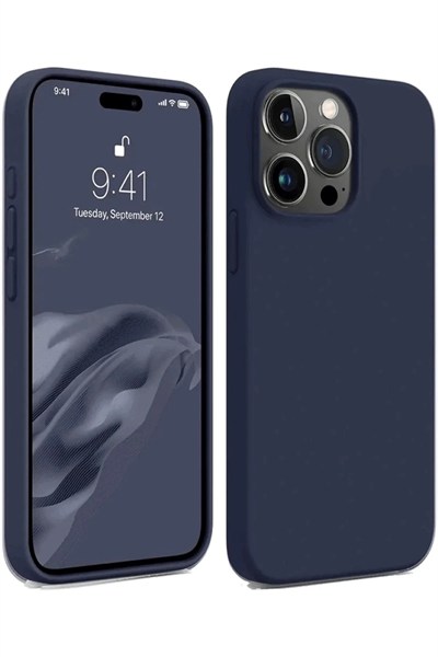 Mey İthalat®  iPhone 15 Pro Kılıf First Silikon - Lacivert