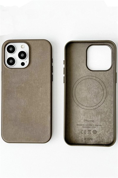 Mey İthalat®  iPhone 15 Pro Kılıf Karen Magsafe Kapak - Kahverengi