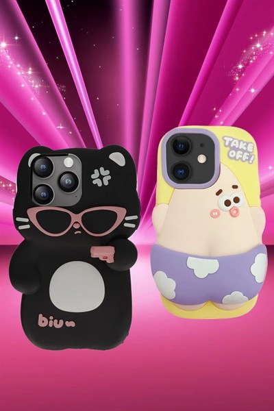 Mey İthalat®  iPhone 15 Pro Kılıf Poky Karakter Silikon Kapak - Desen 9
