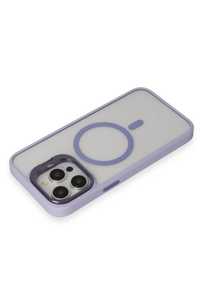 Mey İthalat®  iPhone 15 Pro Kılıf Roblox Lens Magsafe Standlı Kapak - Lila
