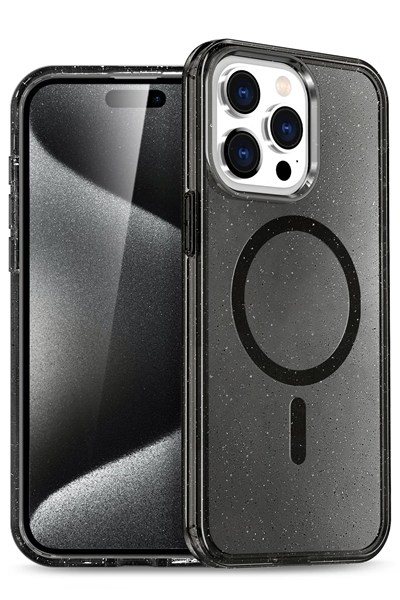 Mey İthalat®  iPhone 15 Pro Kılıf Star Magsafe Kapak - Siyah