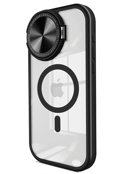 Mey İthalat®  iPhone 15 Pro Kılıf Teleskop Lens Magsafe Silikon Kapak - Siyah