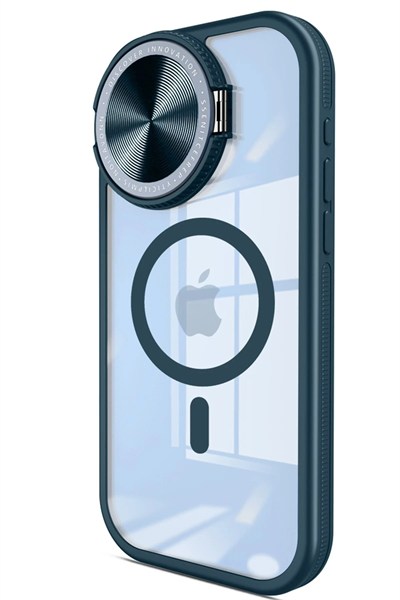 Mey İthalat®  iPhone 15 Pro Kılıf Teleskop Lens Magsafe Silikon Kapak - Lacivert