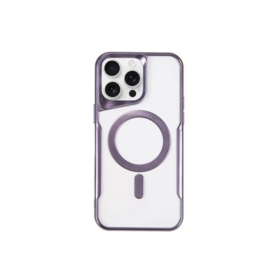 Mey İthalat®  iPhone 15 Pro Max Kılıf Boyi Magsafe Silikon Kapak - Derin Mor
