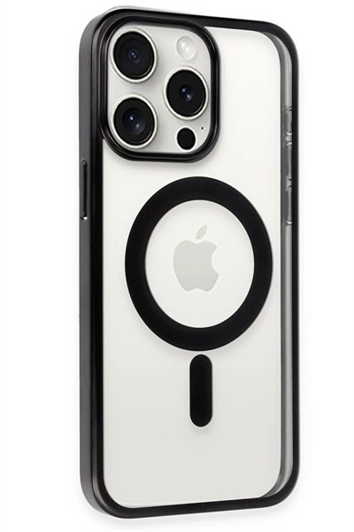Mey İthalat®  iPhone 15 Pro Max Kılıf Erozi Magsafe Kapak - Siyah