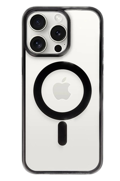 Mey İthalat®  iPhone 15 Pro Max Kılıf Erozi Magsafe Kapak - Siyah